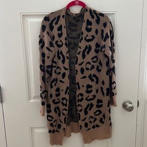 Shein Leopard Print Long Cardigan Sweater- Size M